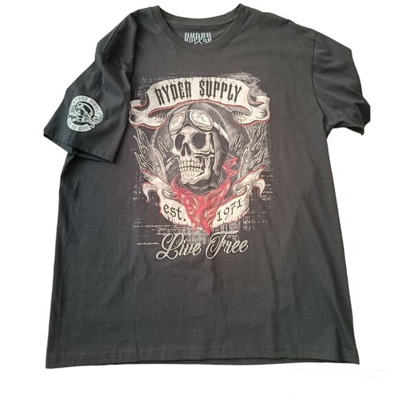 2XL💀 T-shirt Motorcycle Biker Ryder Supply "Life to Ride" Skull Graphic … - Picture 5 of 8